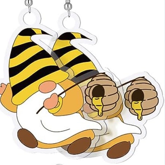 Acrylic Dangling Gnome Earrings - Picture 7 of 8